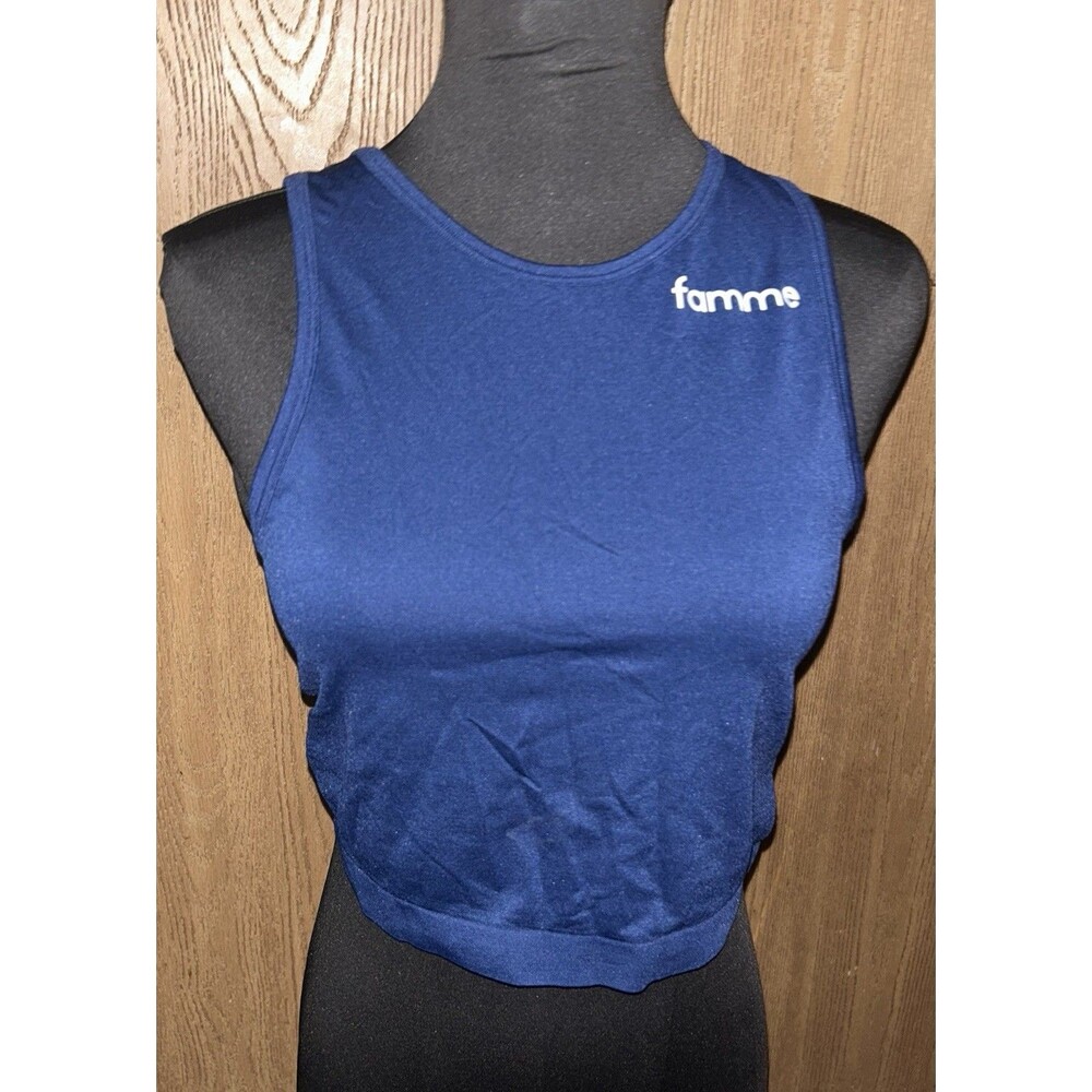 Famme Seamless Blue Crop Top Athletic Tank women’s Medium